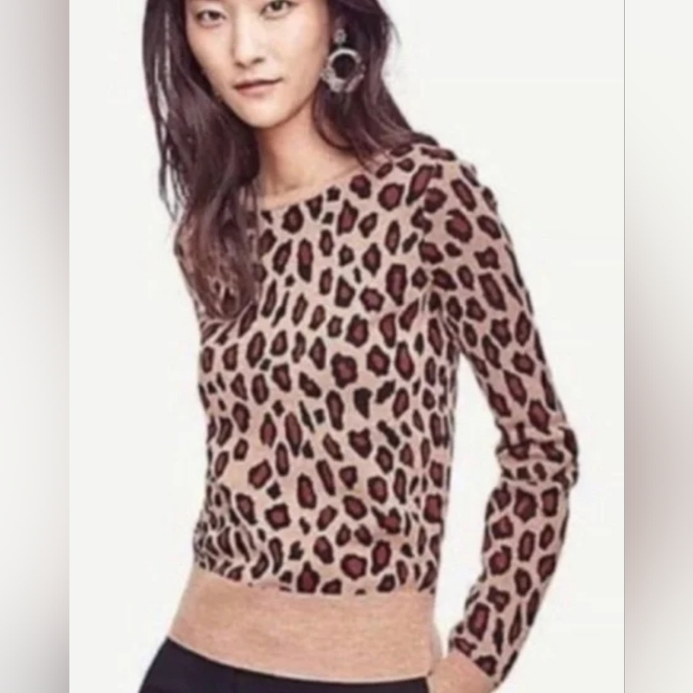 Ann Taylor Leopard Print Cotton Sweater